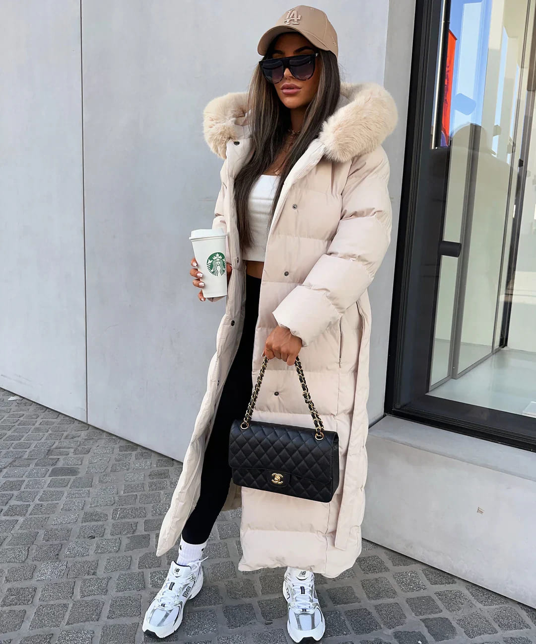 Alyana | Stylish Synthetic Down Winter Jacket with Faux Fur Hood