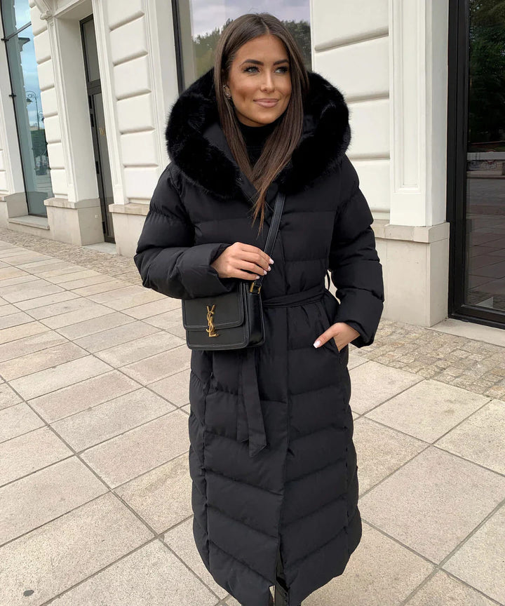 Alyana | Stylish Synthetic Down Winter Jacket with Faux Fur Hood