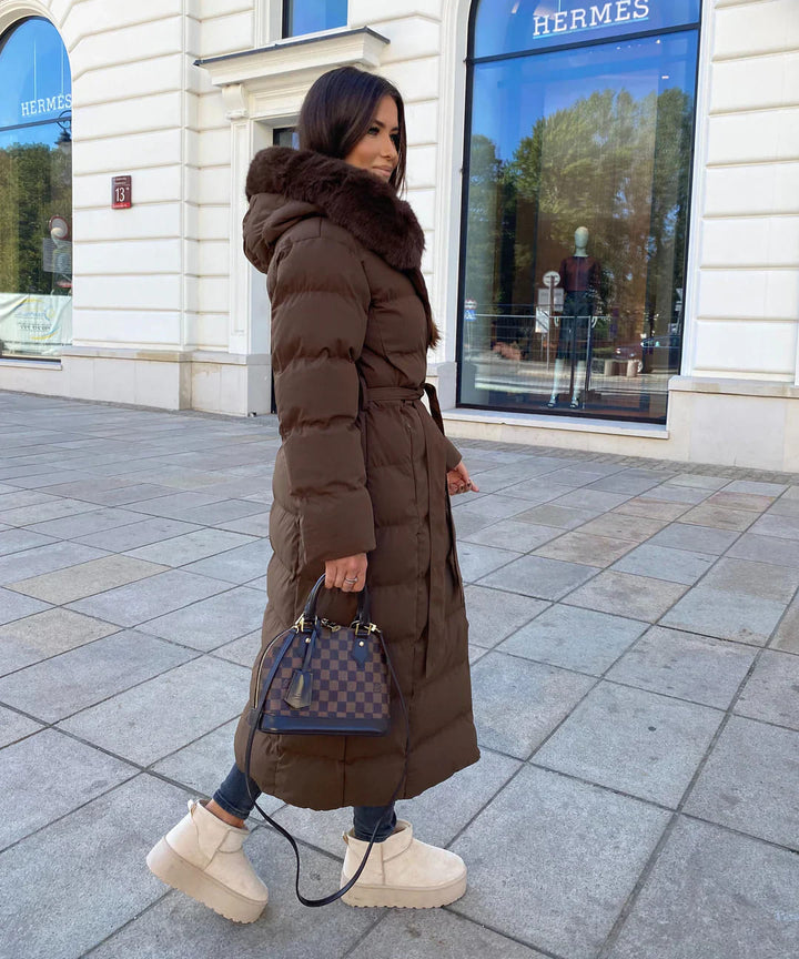 Alyana | Stylish Synthetic Down Winter Jacket with Faux Fur Hood