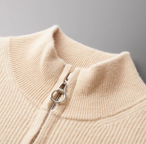 EXTRAFINE MERINO ZIPPED CARDIGAN