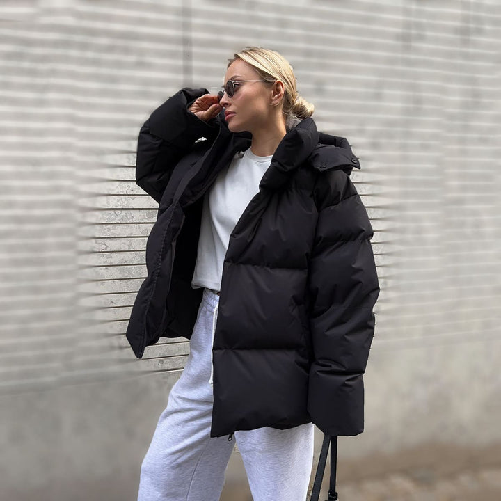 Yulia | Modern Style Detachable Hood Warm Puffer Jacket